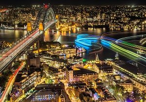 Vivid Sydney 2015 Aerial Sydney Harbour Credit Destination NSW HL032