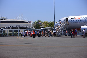 Jetstar flight at Sunshine Coast Airport