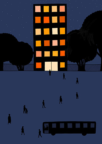 Day 12 - This illustration is about the journey of arrival that lots of returnees and workers have told me about.