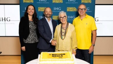 Image (L to R): AnnMarie Liddle, Director, Campaign Marketing, East Asia & Pacific, IHG Hotels & Resorts; Matt Tripolone, Managing Director, Australasia & Pacific, IHG Hotels & Resorts; Ronni Kahn AO, Founder, OzHarvest; James Goth, CEO, OzHarvest.